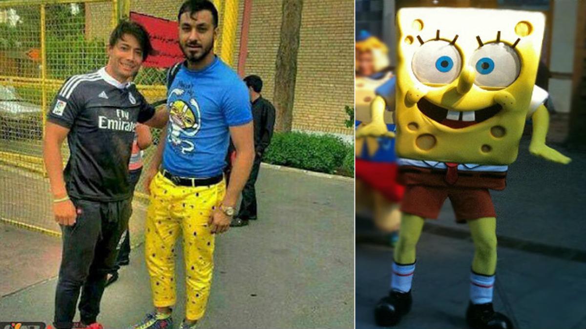 El portero de la selección de fútbol iraní, Sosha Makani, ha sido sancionado por vestir a lo Bob Esponja.