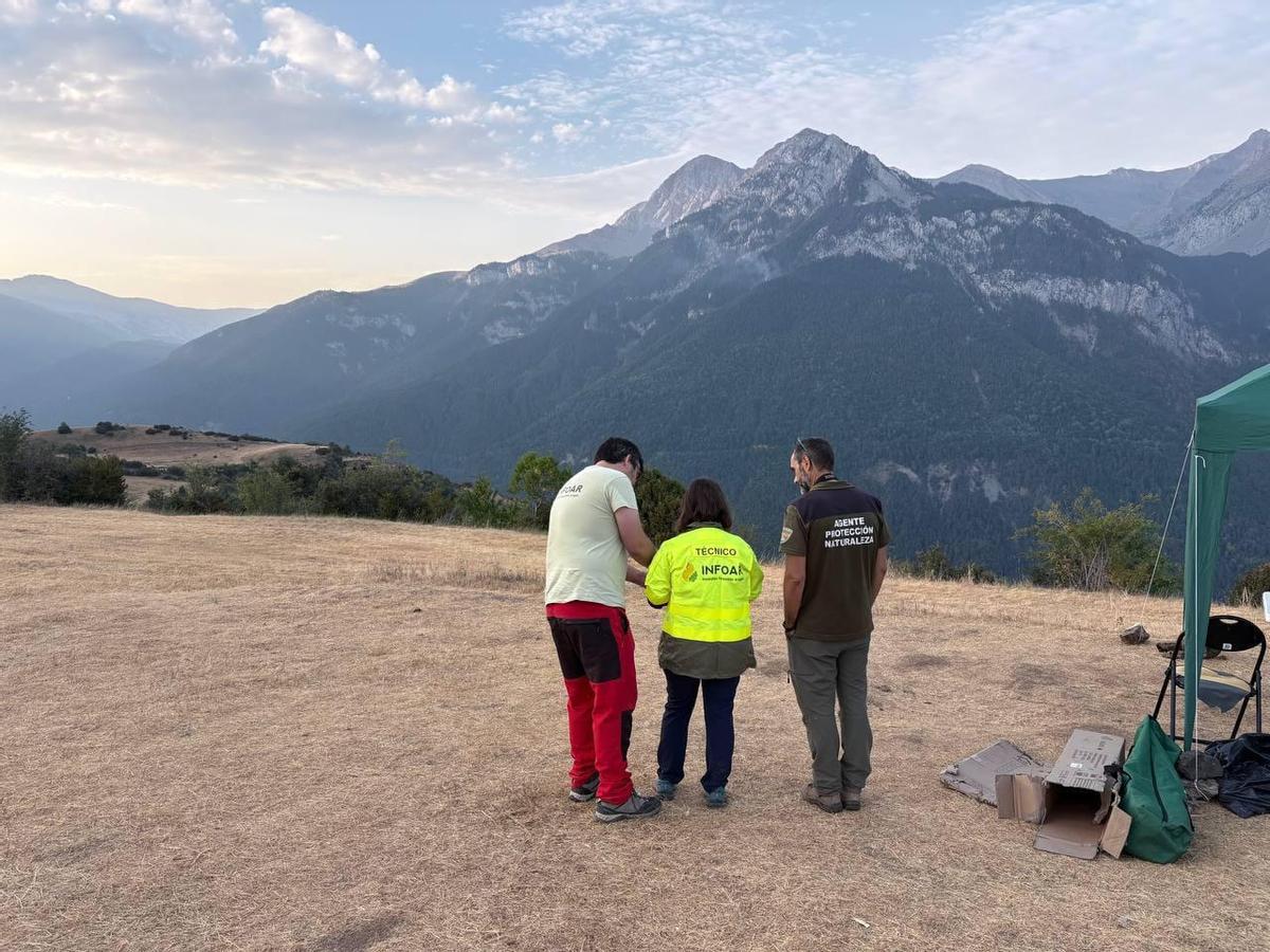 Trabajo con drones en el incendio de Plan.