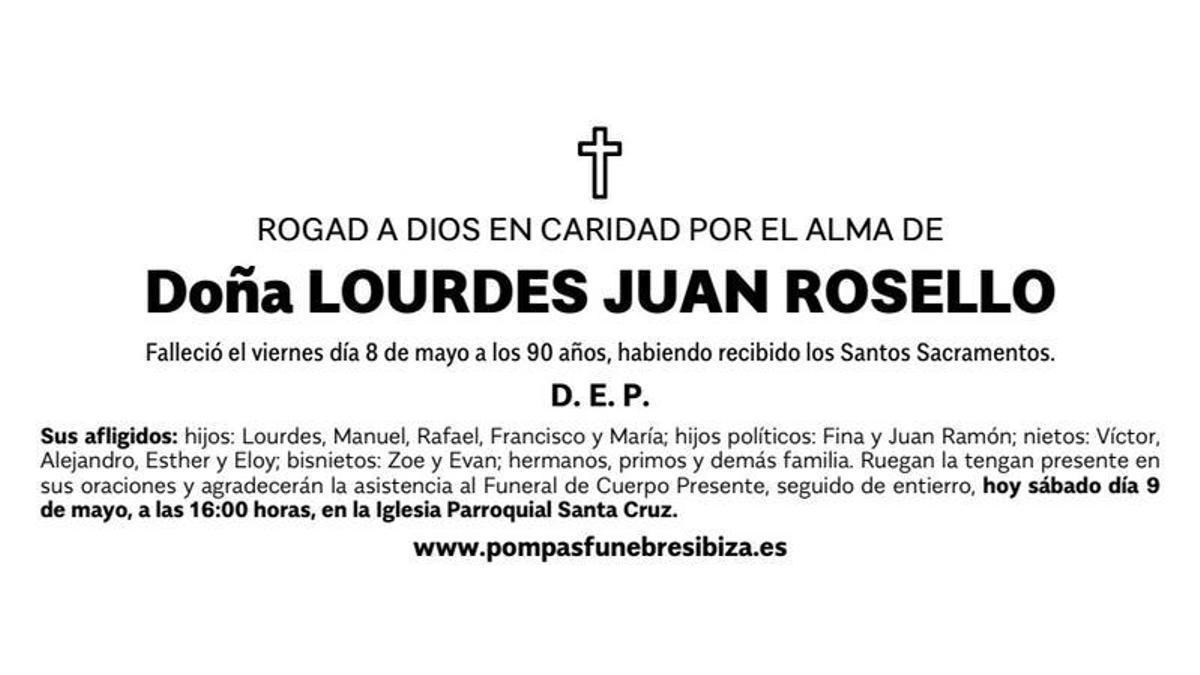 Esquela Lourdes Juan Roselló