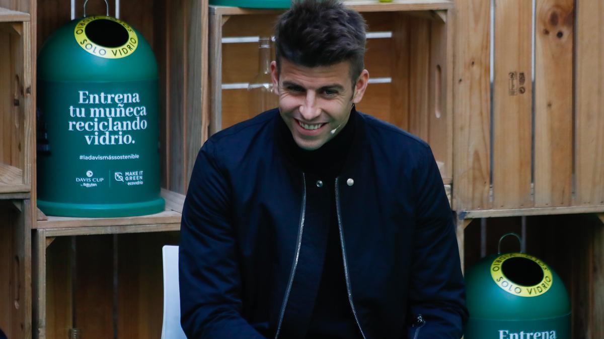 Gerard Piqué durant la presentació de la Copa Davis