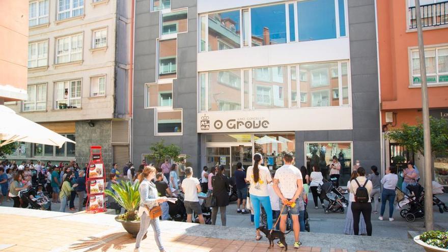 La protesta desarrollada ante el edificio administrativo.