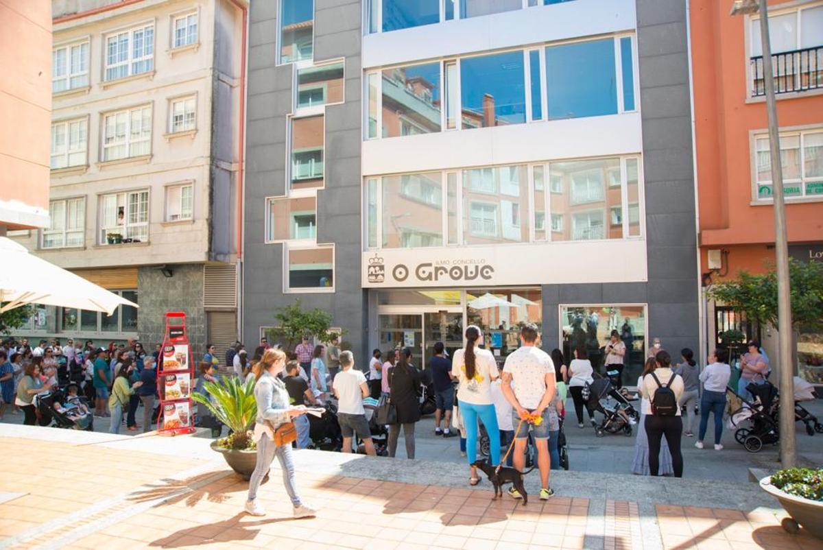 La protesta desarrollada ante el edificio administrativo.
