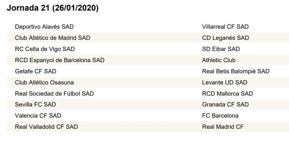 Calendario de LaLiga completo: Valencia CF; Levante UD, Villarreal...