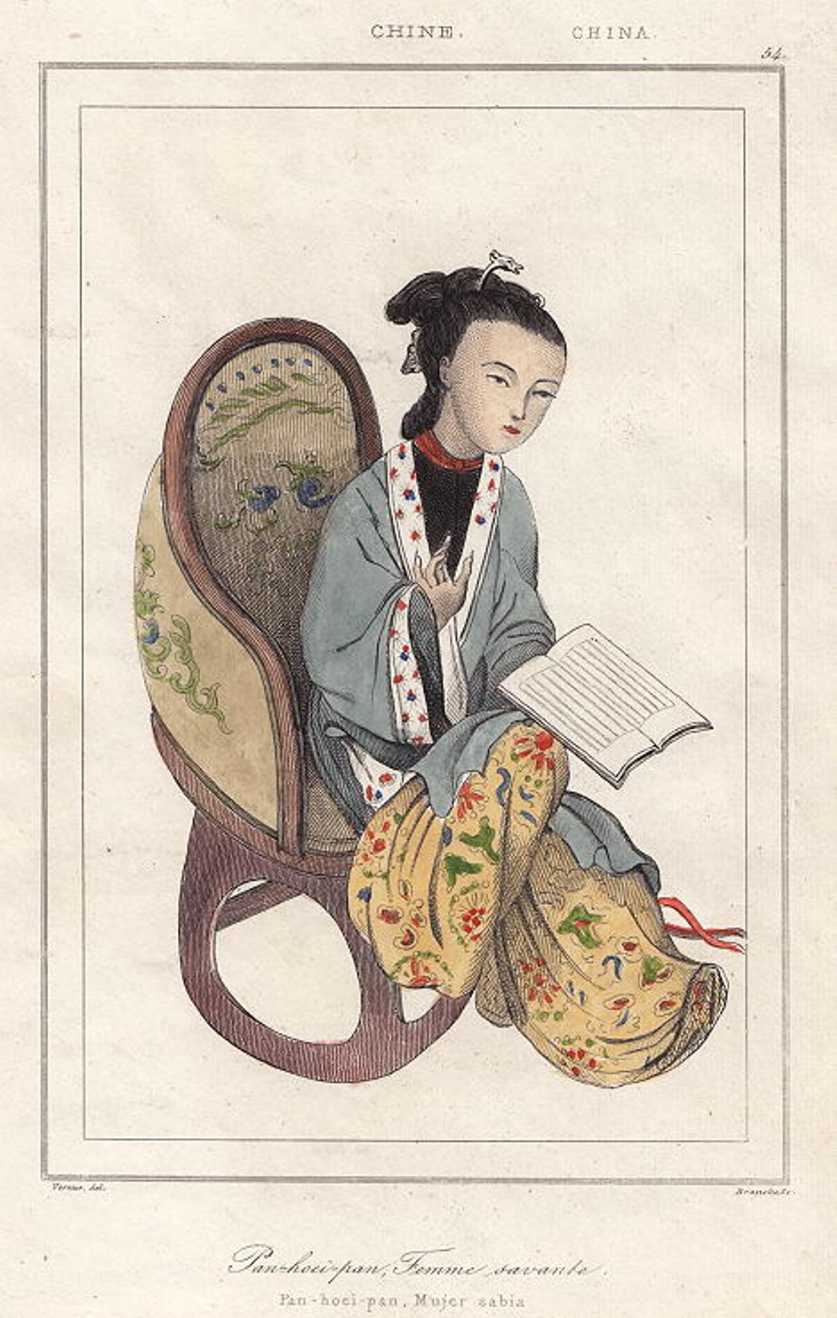 Retrato de Ban Zhao, grabado de 1847.