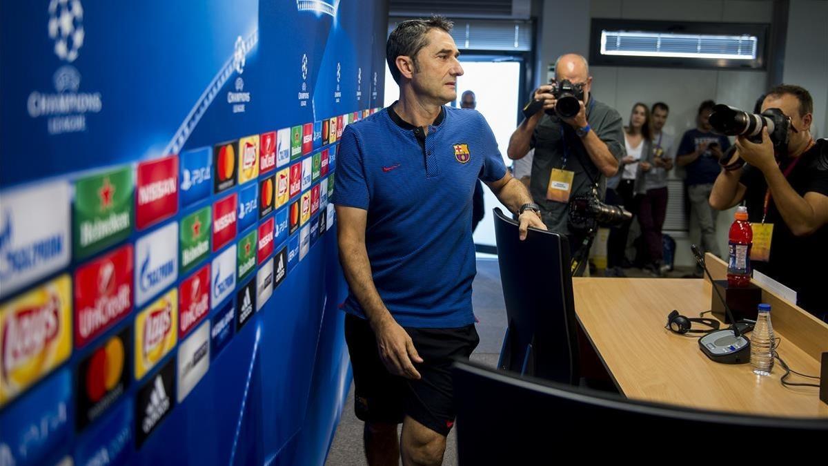 Valverde, en la sala de prensa de la ciudad deportiva.