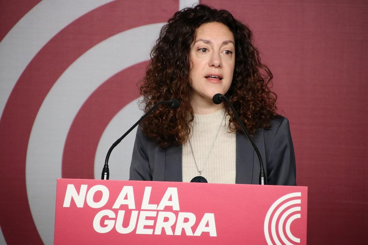 La portavoz de Catalunya en Comú, Aina Vidal, este lunes en rueda de prensa