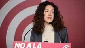 La portavoz de Catalunya en Comú, Aina Vidal, este lunes en rueda de prensa