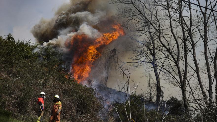 Veinte horas con el fuego a las puertas de Oviedo