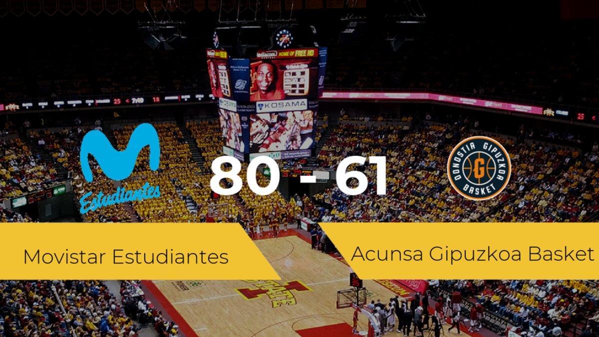 Victoria del Movistar Estudiantes ante el Acunsa Gipuzkoa Basket por 80-61