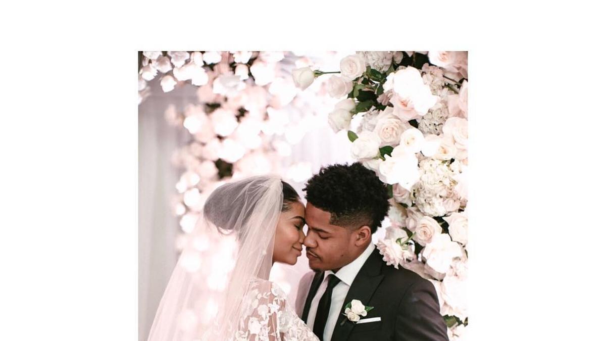 Chanel Iman y Sterling Shepard el día de su boda