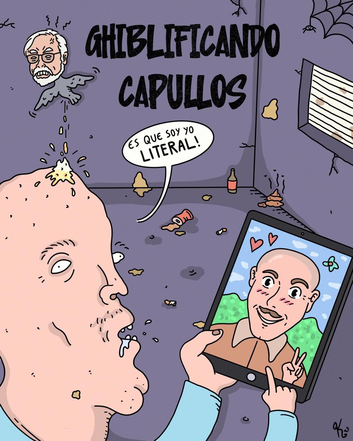 Viñeta cómica del artista Cabrakadaver sobre la tendencia de imitar la estética del estudio Ghibli.