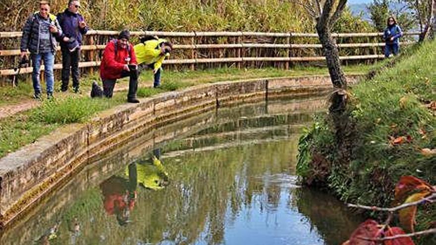 Participants a la trobada d&#039;Instagram fent fotos al camí de la Sèquia