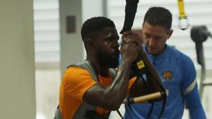 Así se recupera Umtiti de la fractura del quinto metatarsiano del pie