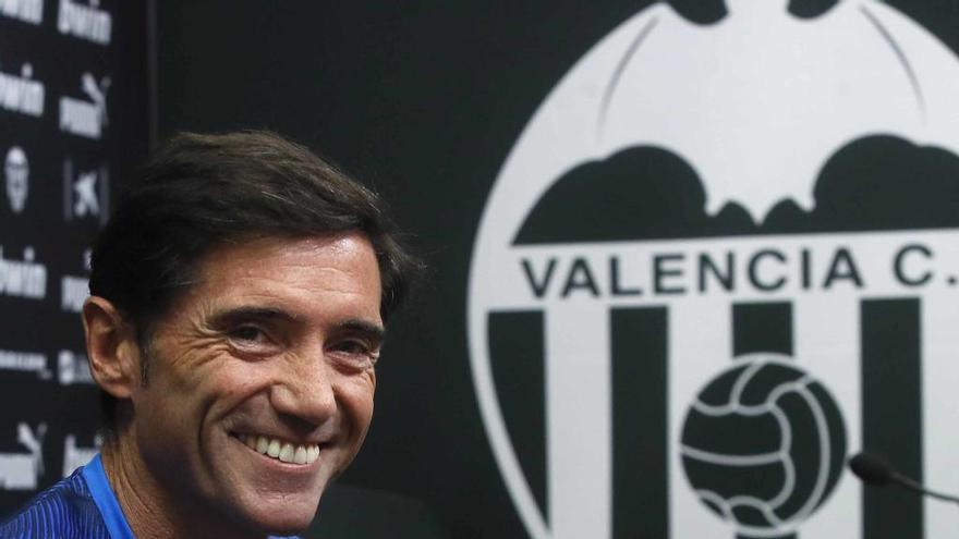 Marcelino, durante la rueda de prensa de ayer.