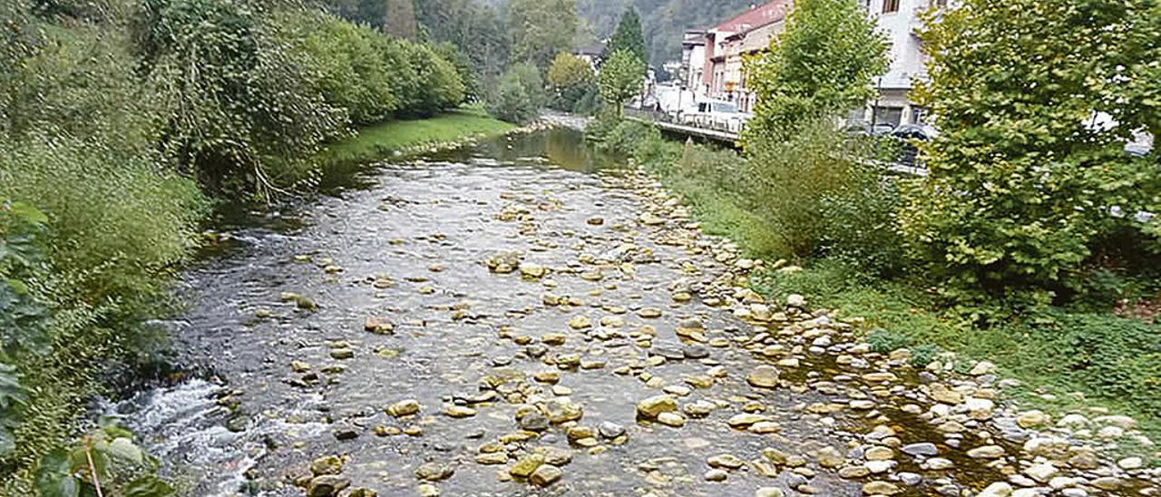 El río Pigüeña, visto desde el puente que lo cruza en mitad de Belmonte camino de la ruta.