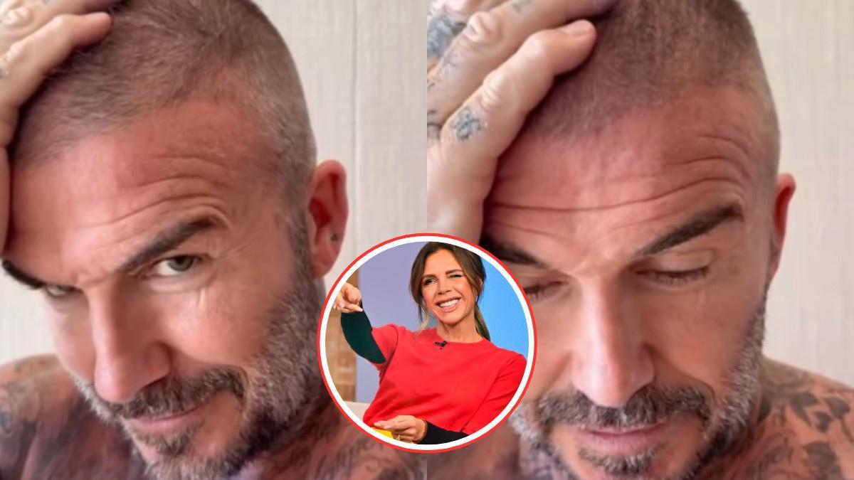 David Beckham se lamenta de su corte de pelo mientras Victoria se mofa.