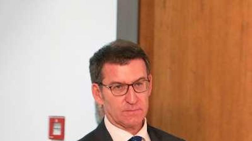 Feijóo, ayer, tras el Consello de la Xunta. // FdV