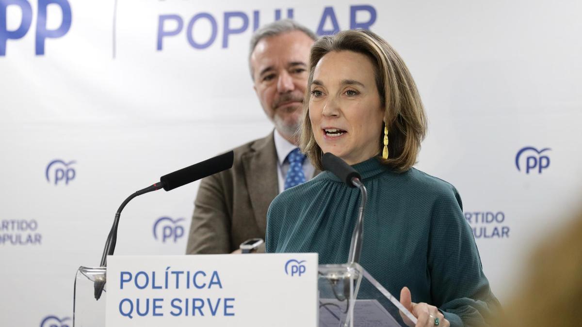 Cuca Gamarra, en la sede del PP aragonés.