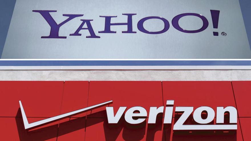 Logotipos de las compañías Yahoo y Verizon.