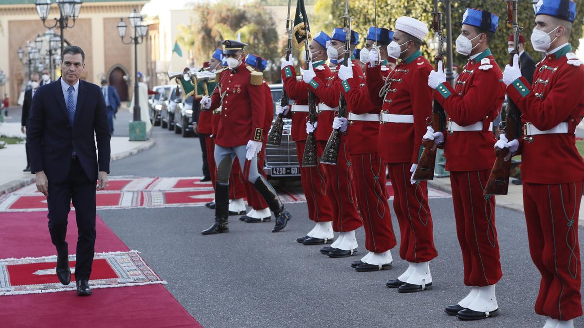 El presidente del Gobierno, Pedro Sánchez, el jueves pasado, en su visita oficial a Marruecos.