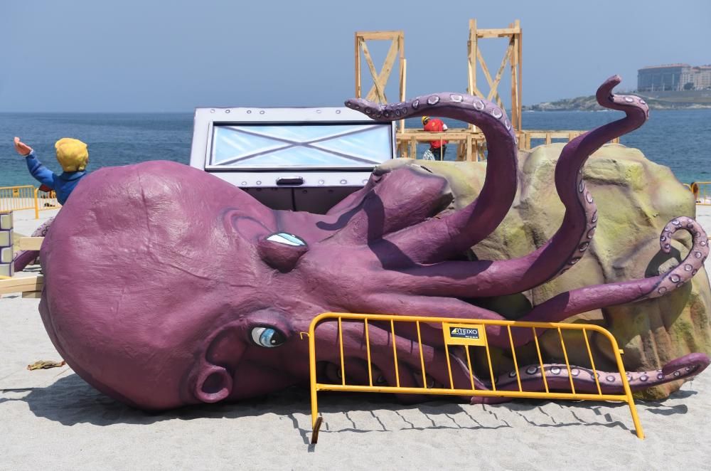 Montaje de la falla de San Juan en Riazor