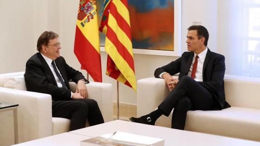 Un momento de la reunión del pasado miércoles entre Ximo Puig y Pedro Sánchez.