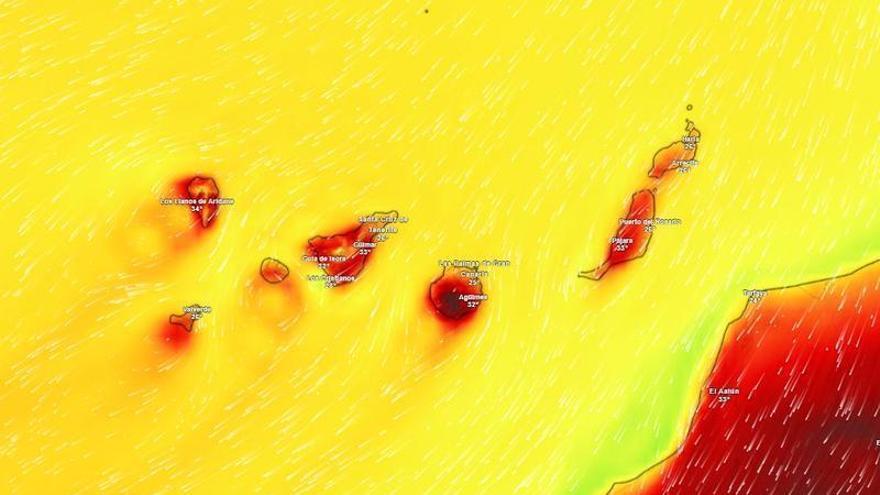 Canarias mantiene la prealerta por calor extremo y fuertes rachas de viento