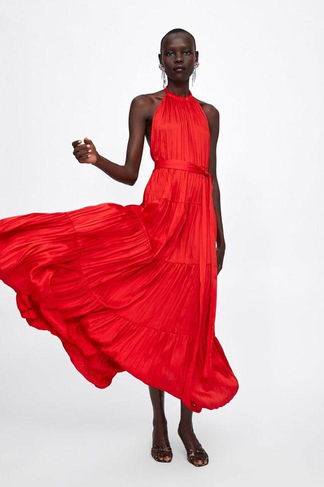 Rojo y de cuello halter
