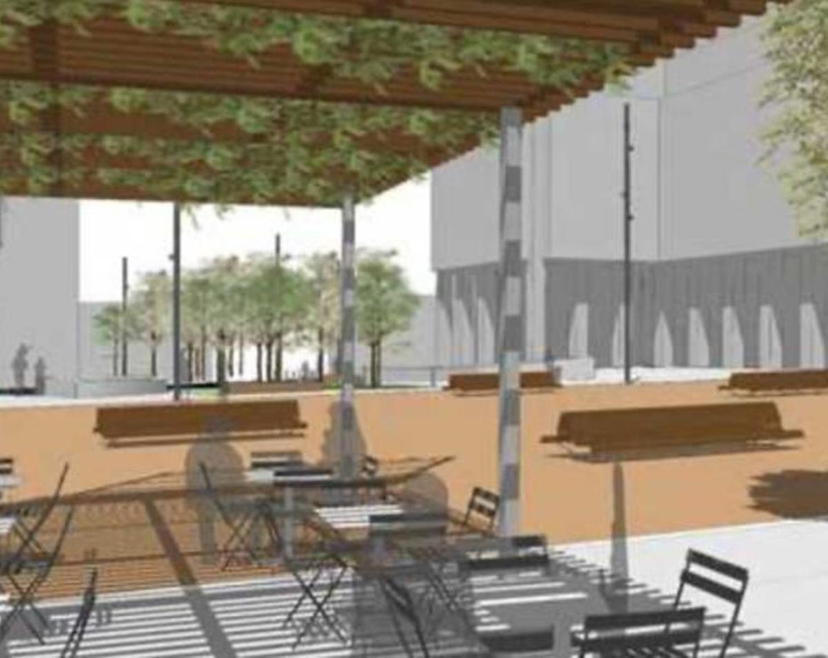 Infografía de la nueva plaza de Talo Río de Arcade tras la reforma.