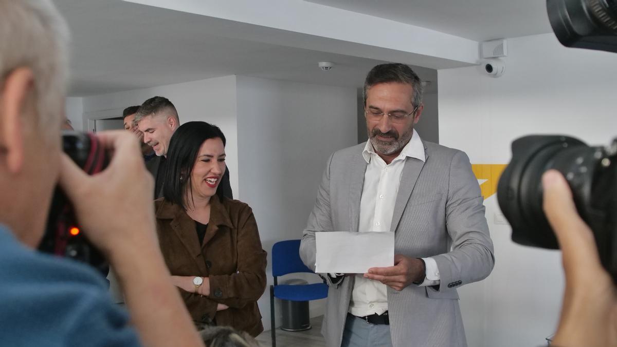 Pedro San Ginés, este jueves, en la sede de CC en Arrecife