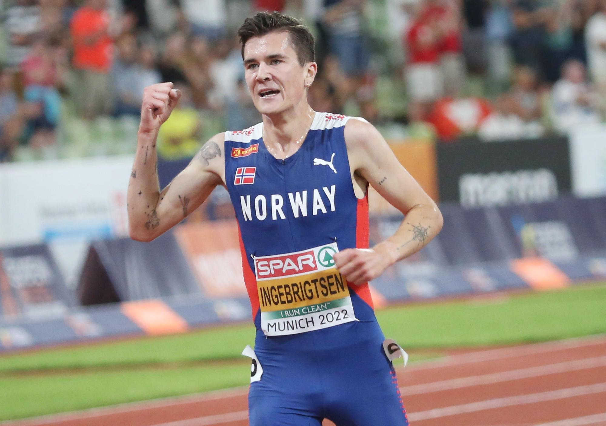 Jakob Ingebrigtsen of Norway Gold medal during the Athletics, Men's 5000m at the European Championships Munich 2022 on August 16, 2022 in Munich, Germany - Photo Laurent Lairys / DPPI