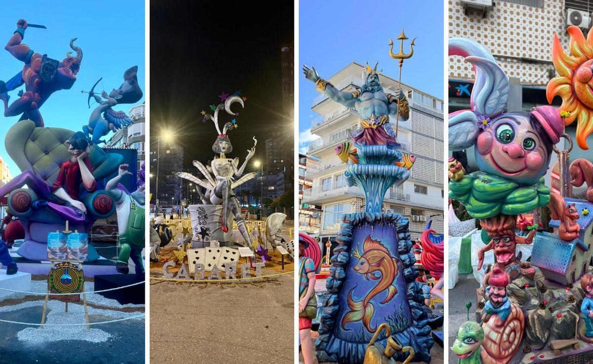 De izquierda a derecha, Els Tolls; Rincón de Loix; y los dos monumentos de Benidorm Centro.