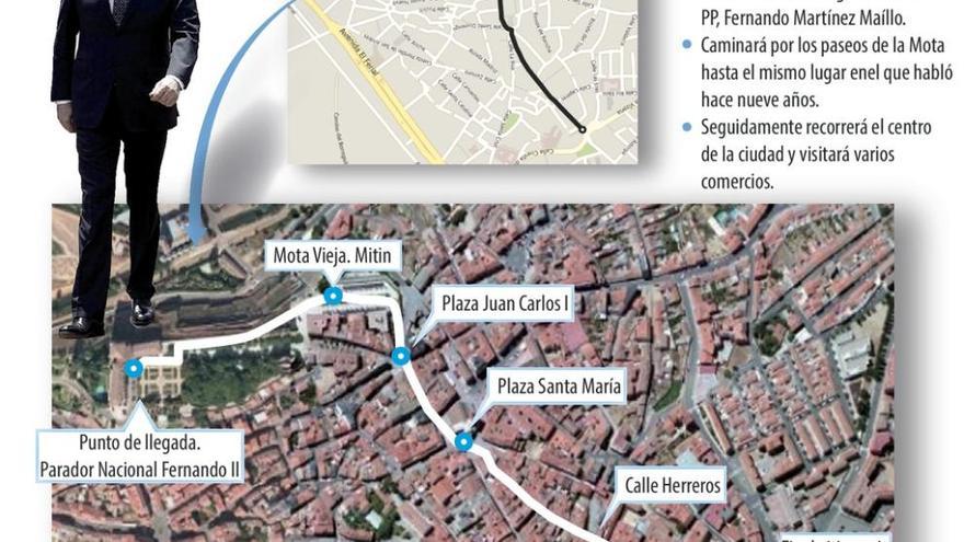 Gráfico del itinerario que seguirá Mariano Rajoy en la ciudad.