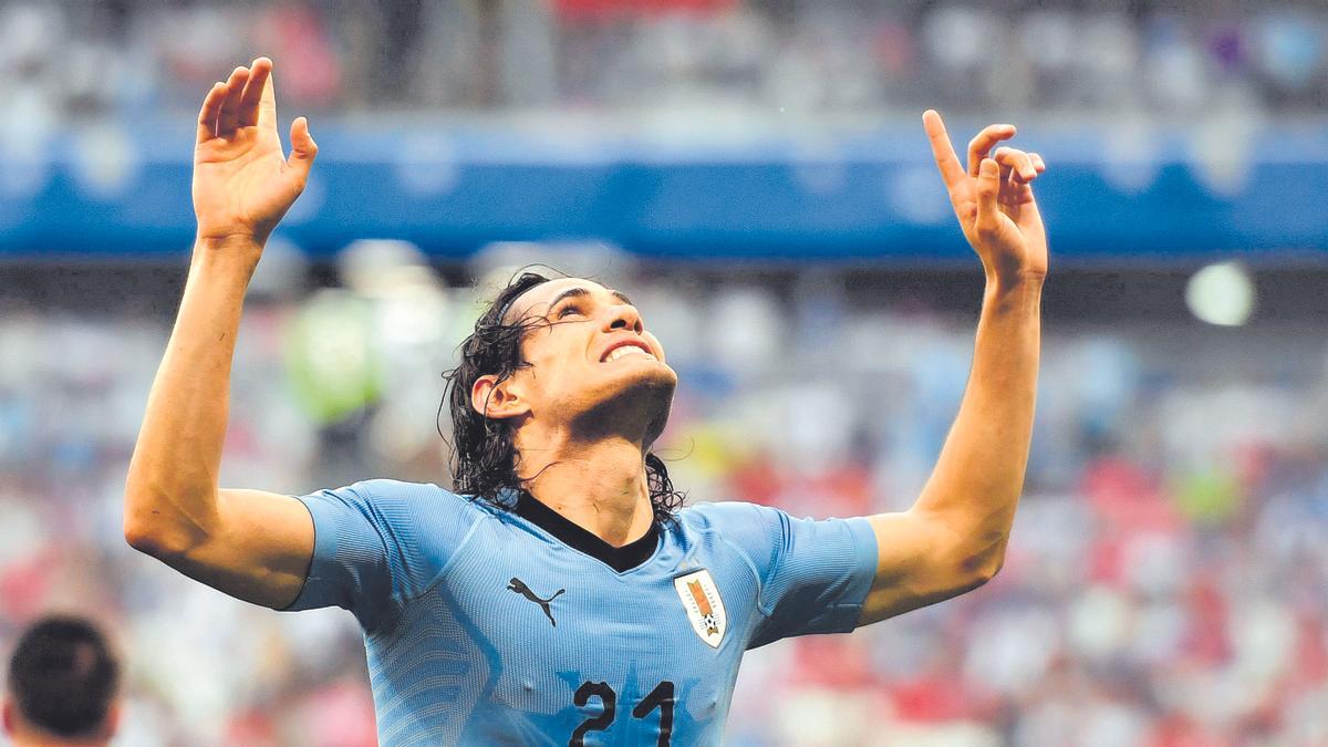 Cavani con la selección de Uruguay