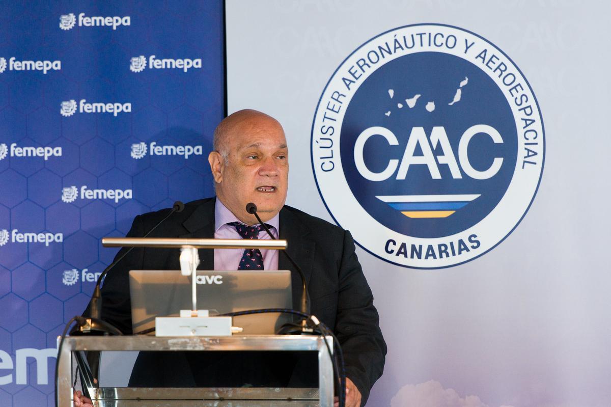 José Francisco López Feliciano, durante una presentación en el Consejo Económico y Social de Canarias en junio de este año, en calidad de vicepresidente del CAAC (Clúster Aeronáutico y Aeroespacial de Canarias