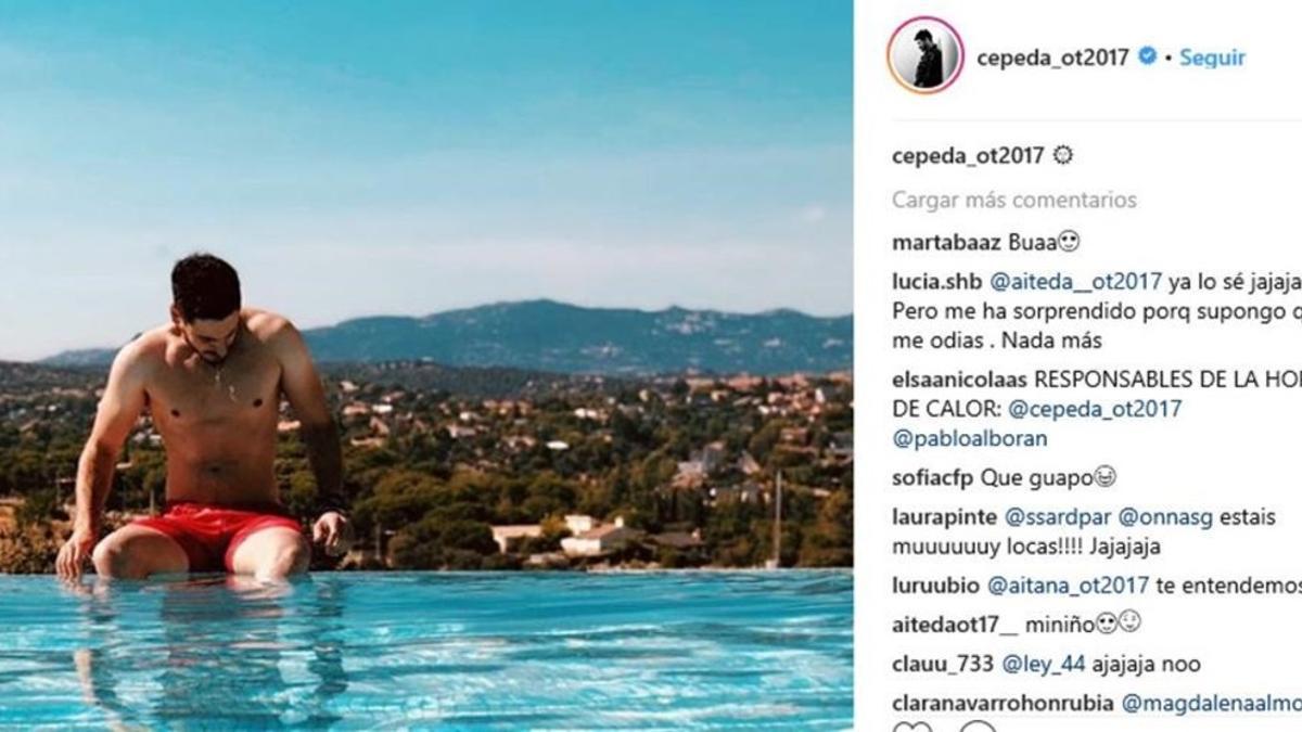 Cepeda triunfa con su posado en la piscina