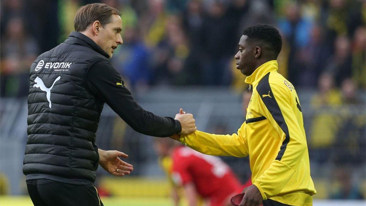 Thomas Tuchel y Ousmane Dembélé en su etapa en Alemania