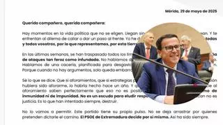 Carta de Gallardo a la militancia extremeña: "No saben quiénes somos"