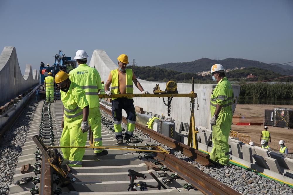 Reconstrucció del pont sobre el riu Tordera destruït pel Gloria