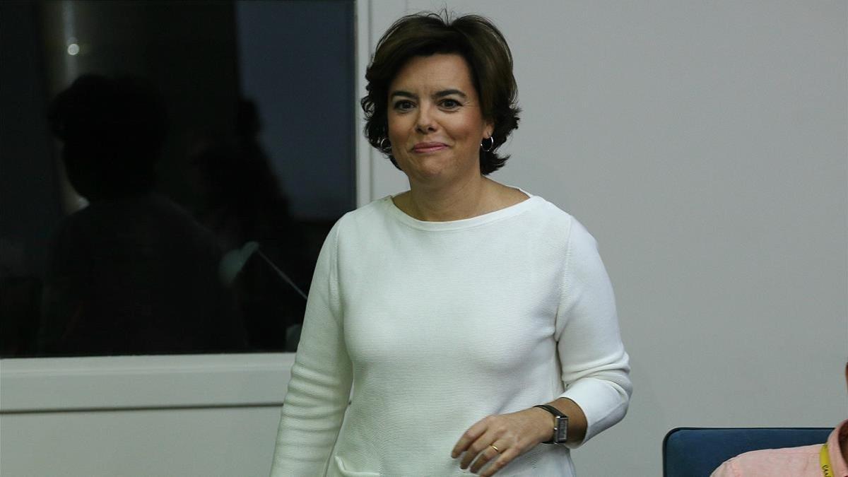 Soraya Sáenz de Santamaría, comparece ante la prensa tras el Consejo de Ministros.