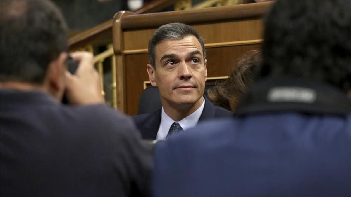 Pedro Sánchez, el segundo día del debate de la investidura fallida, el pasado julio.