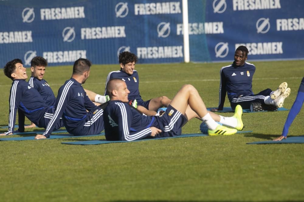 El entrenamiento del Oviedo de esta mañana