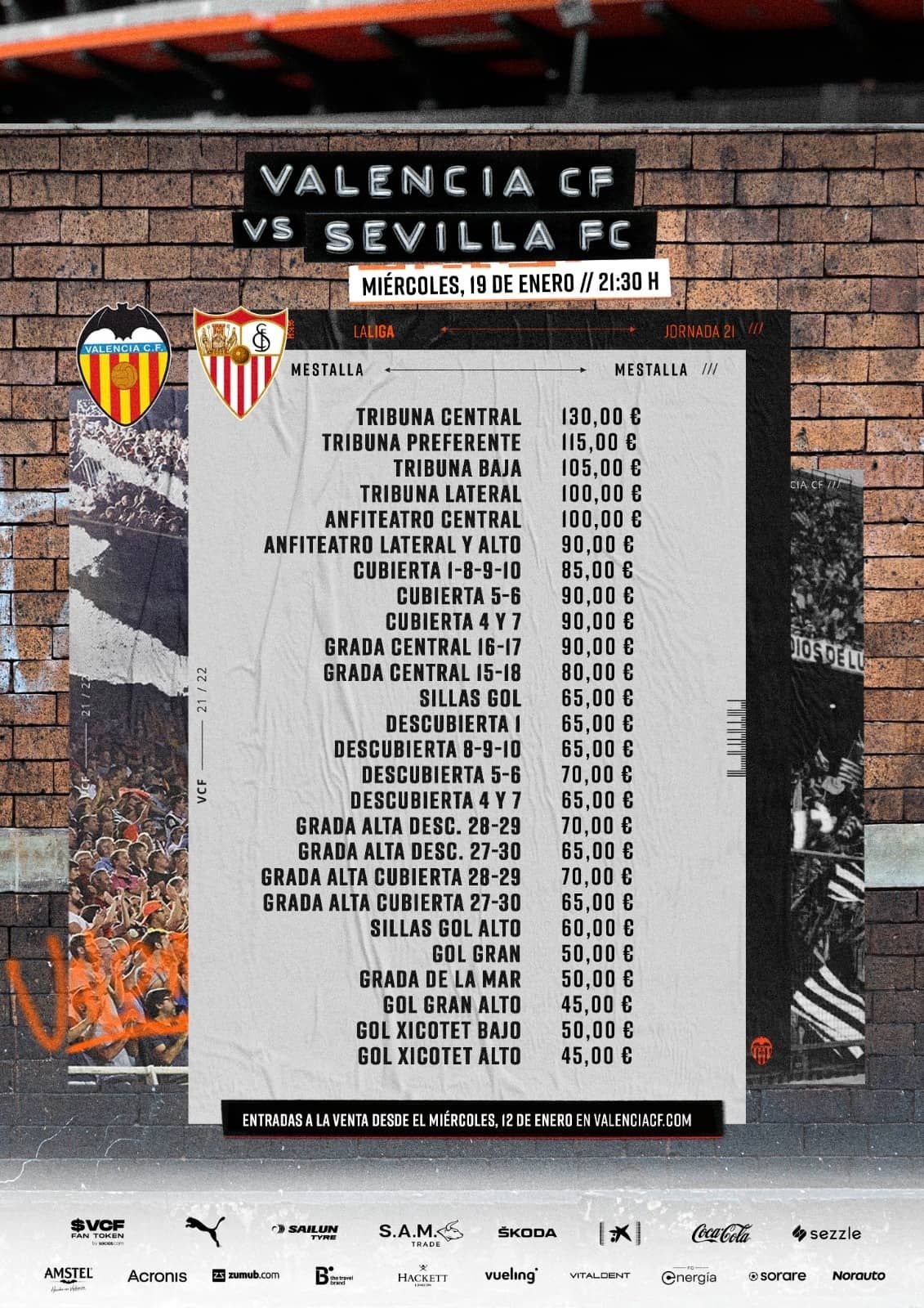 Precios de las entradas de los encuentros ante el Sevilla.