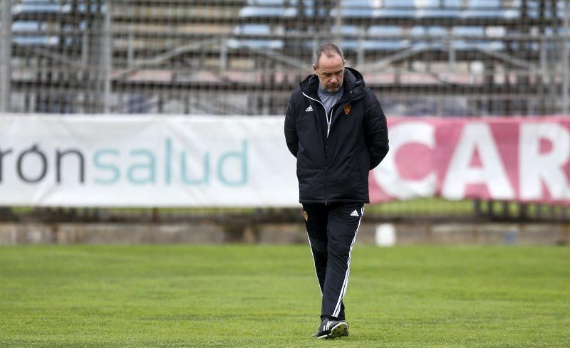 Entrenamiento del Real Zaragoza antes del partido contra la SD Huesca