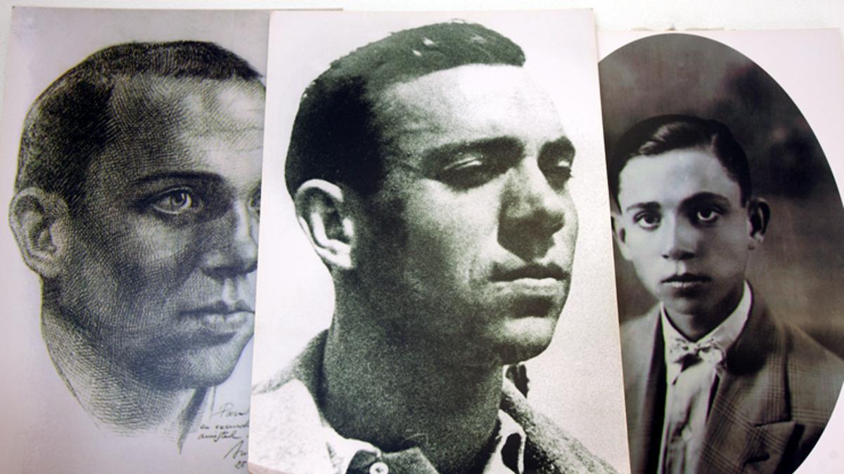 Retrados de Miguel Hernández en la casa museo del poeta en Orihuela