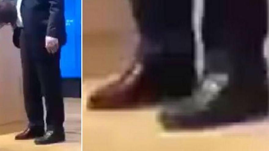 Juncker se tiene que ir de una rueda de prensa por llevar un zapato de cada color