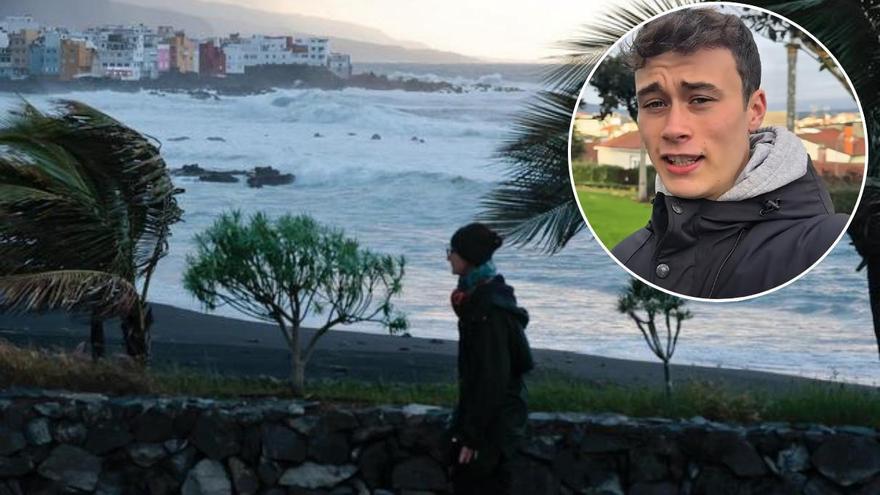 Balcón arrancado en San Telmo por la borrasca Emilia