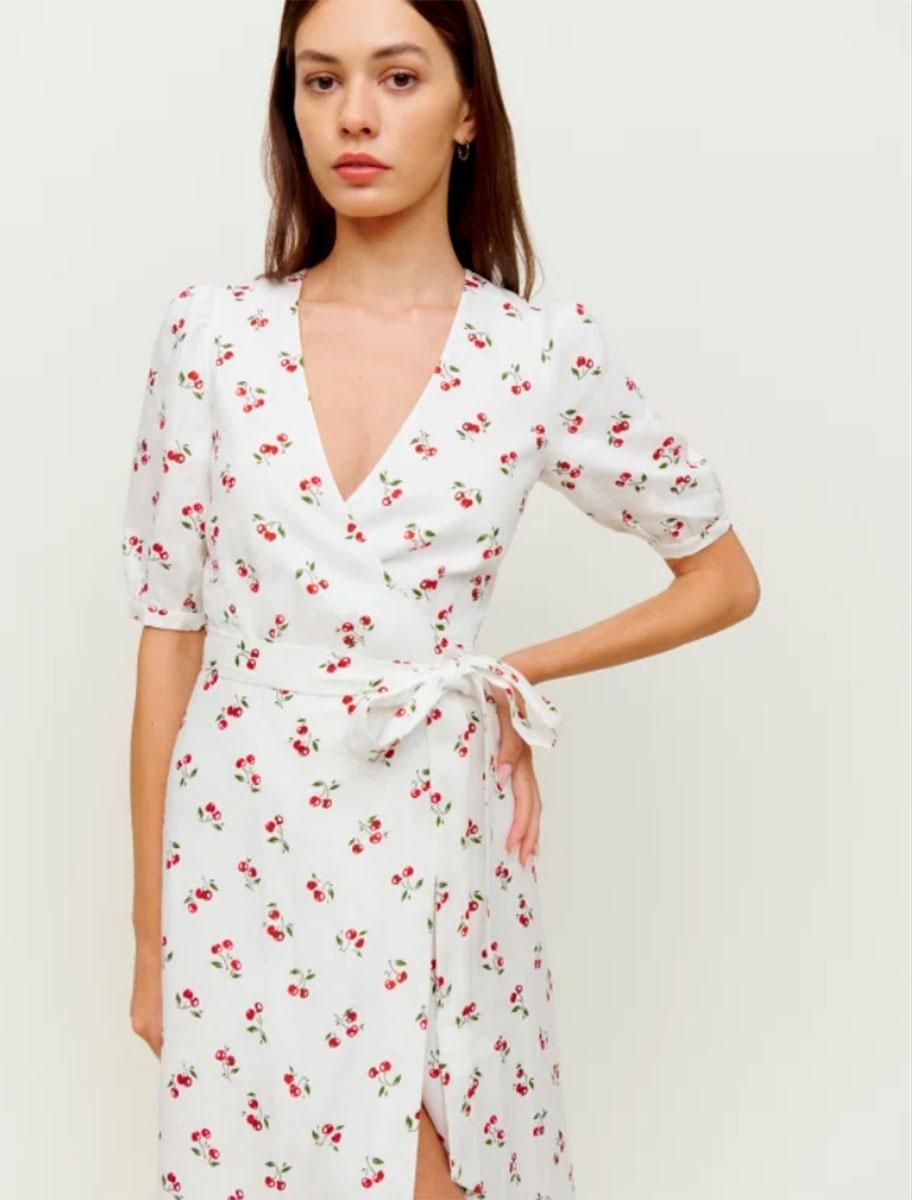 Vestido de cerezas tipo camisero