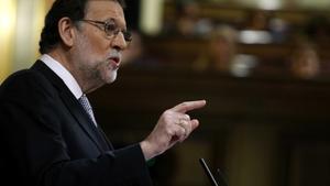 Rajoy, en un momento del debate de investidura.