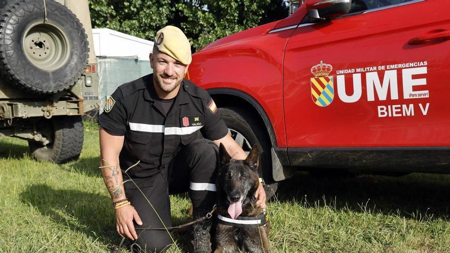 Uruk-Hai, el perro militar especializado en encontrar cuerpos en catástrofes muestra sus capacidades en Vigo
